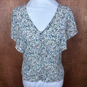 Madewell 0 sheer floral blouse Carmelina flutter sleeve blossoming vines